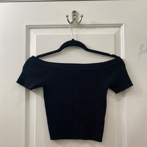Forever 21 black ribbed off-the-shoulder crop top